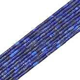 BEADIA Natural Lapis Lazuli Tube Beads Cylinder 2x4mm 38cm/Strand Stone Beads for Jewelry Making