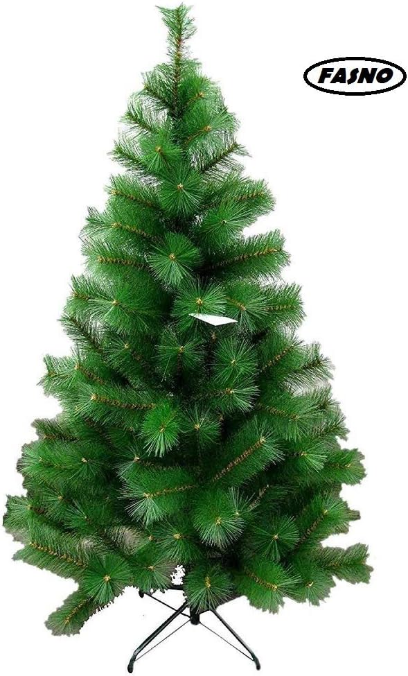 FASNO Christmas Tree Xmas Tree with Solid Metal Legs,Light Weight, Perfect for Christmas Decoration Included Free 50 PCs Decorative Toys (5 FEET, Green)