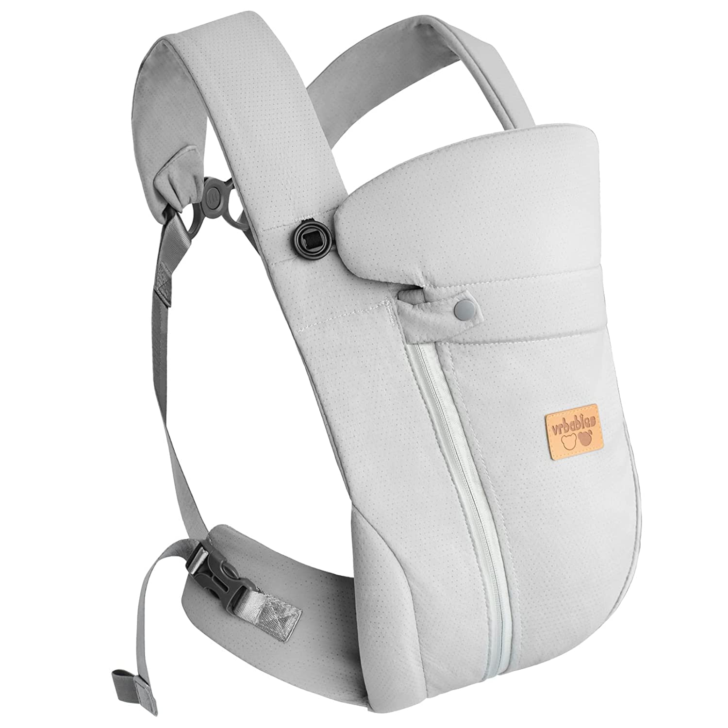 vrbabies Baby Carrier from Newborn, Ice Silk Baby Sling with Adjustable Belt & 3D Breathable Mesh, Face-in and Face-Out Front and Back Carry for Newborns and Older Babies 3.5-10kg(Light Grey)