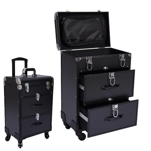 KeruRome Professional Rolling Makeup Train Case with Universal