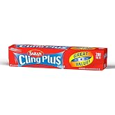 Saran Cling Plus Clear Plastic Wrap, Food Storage, Easy Dispense, 200 Sq Ft Roll