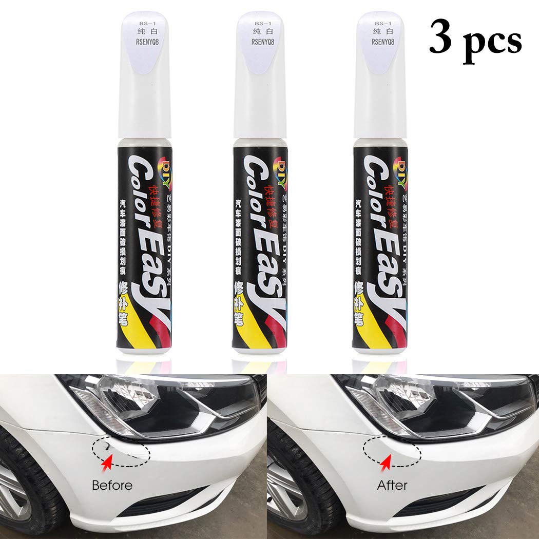 Fansport 3PCS Scratch Pen for Cars Multipurpose Car Scratch Repair Remover Paint Marker Paint Pen-White (Small brush head, not a pen)