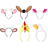 Cindeer 6 Pcs Animal Ears Headbands Party Favors, Halloween Bear Bunny Ear Zoo Animal Costume Headband Plush Ear Hair Hoop