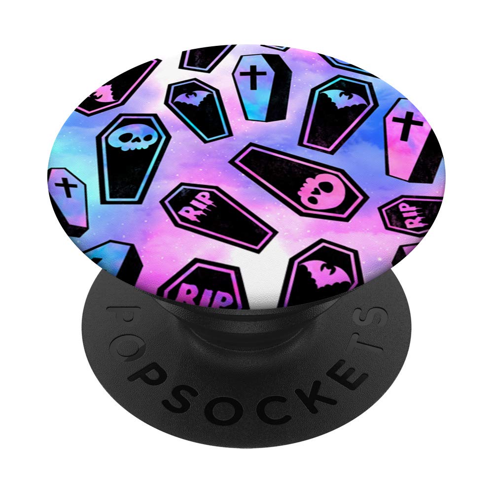 Halloween Coffin Pattern Pastel Goth Celestial Black Gothic PopSockets Swappable PopGrip