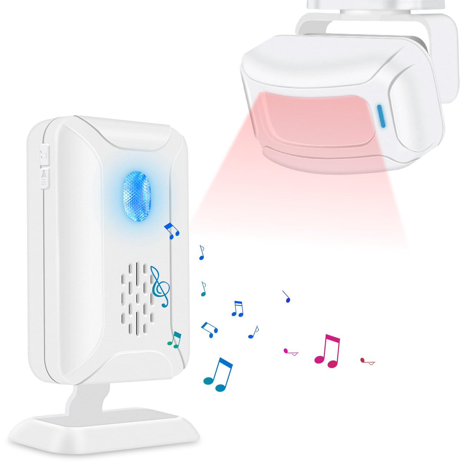 Nineleaf Wireless PIR Motion Sensor Detector Security Alarm Chime, Welcome Doorbell, Mailbox Alert, Motion Sensor Doorbell with Night Light for Shop Store Business Office Home Front Door Entry