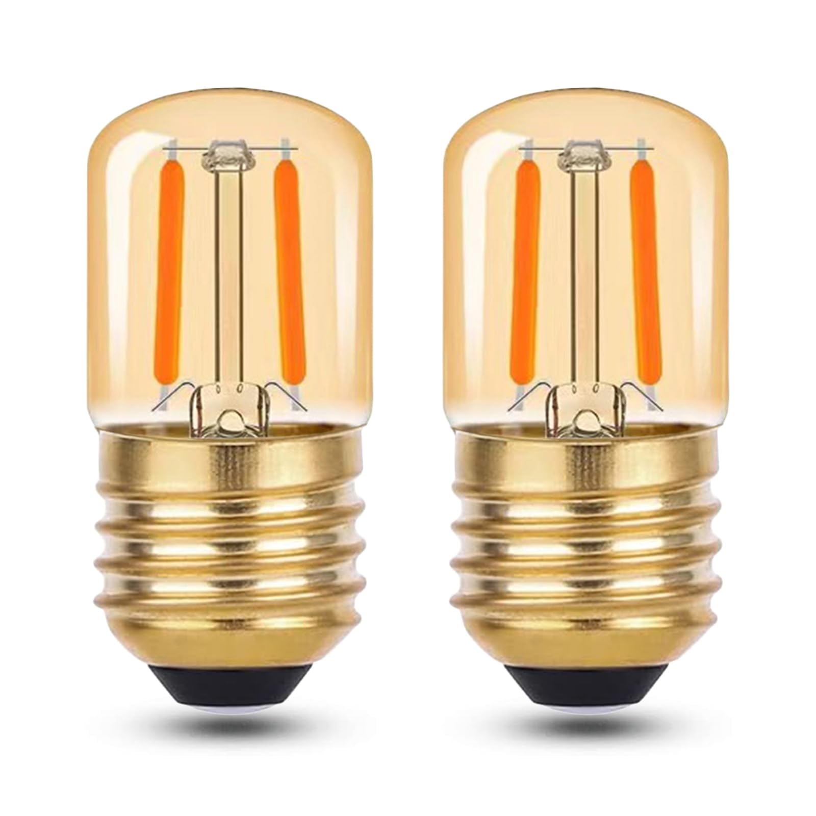 EASYIVY 1W E27 LED Night Light Bulbs, T28 Tubular LED Vintage Filament Bulb 10W-15W Pygmy Bulb Replacement, E27 ES Edison Screw Bulbs Amber Glass Warm White 2200K, Non-Dimmable, 2-Pack
