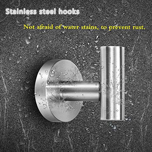 Topspeeder 2 Pcs Bathroom Towel Hooks, Coat/Robe Clothes Hooks, SUS 304 Stainless Steel Wall Hook Heavy Duty for Bedroom,Kitchen,Restroom,Bathroom,Hotel,Brushed Nickel and Wall Mounted