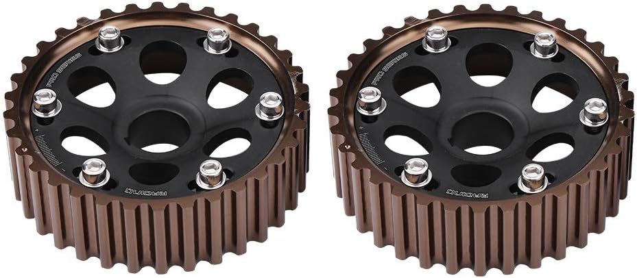 Camshaft Gears-Pair of Aluminum Racing Camshaft Gear Set Compatible with Honda Integra Civic B16A/B16B/B18C Engine (Color : Black)