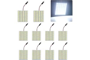 GLL Super White 5050 48-SMD LED Panel Dome Lamp Auto Car Interior Reading Plate Light Roof Ceiling Interior Wired Lamp + T10 BA9S Festoon Adapter-10PCS