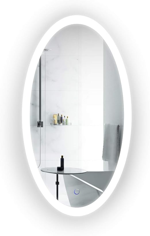 Amazon Com Krugg Oval Led Bathroom Mirror 22 Inch X 40 Inch Lighted Vanity Mirror Includes Dimmer Defogger Wall Mount Vertical Or Horizontal Installation Home Kitchen
