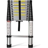LiGuVCY 12.5FT Telescoping Ladder Folding Extension Aluminum Ladders | Lightweight Collapsible Ladder, 12Ft rv ladder for RV Roof Attic Home, 330 LB Capacity
