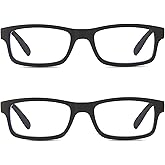 2 Pack Reading Glasses, Computer Readers with Blue Light Protection for Women, Stylish Spring Hinges Eyeglasses for Men
