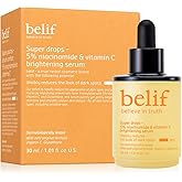 belif Niacinamide 5% & Vitamin C Super Drops Serum โ Radiance-Boosting Serum for Uneven Skin Tone with AHA & Glutathione, Redness & Improve Post-Blemish Marks, Korean Skincare, 1.01 fl oz