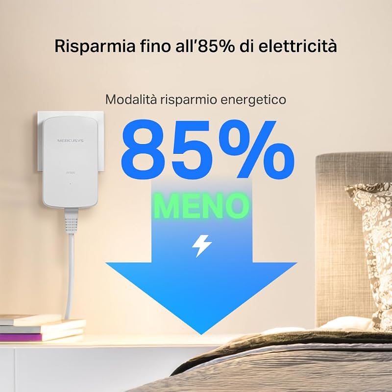 MP300 KIT Powerline Kit Homeplug AV2 Fino a 600Mbps, Fino a 300 Metri, Porta LAN, Plug and Play, Compatibile con Tutti i Router, Risparmia all'85% sull'Energia