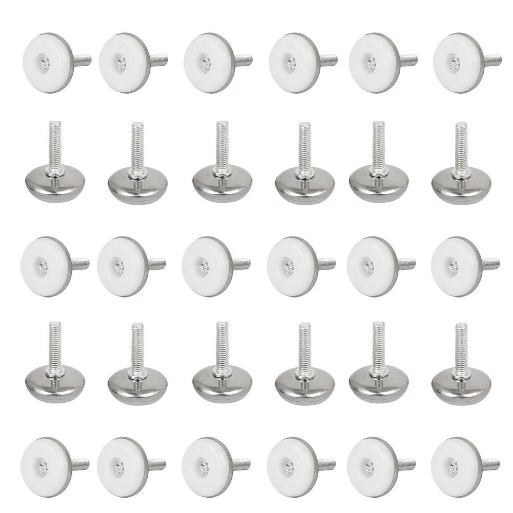 Wolfride 30 PCS M6x28MM Adjustable Furniture Leg Leveler Table Leveling Feet Pad Base White