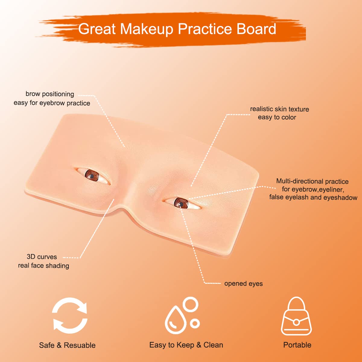 Aibipo 3D Reusable Makeup Mannequin - Practice Face Board with Eyeshadow Palette for Makeup Artists & Beginners