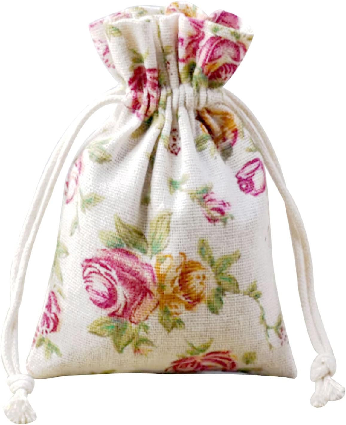 Photo 1 of Aulufft 50 pcs Rose Drawstring Bags, 3.9"x5.5" Burlap Rose Flower Pouch Bags Linen Gift Jewelry Pouches for Wedding Birthday Party Jewelry Pouch