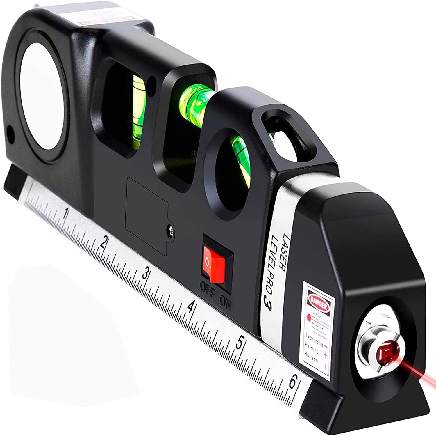 Zeerkeer Laser Level, Multipurpose Level Line Tool for Picture Hanging, Spirit Levels Lasers, 8ft Measuring Tape, Adjusted Standard and Metric Tape Ruler, 3 Bubbles Horizontal, Vertical, 45°