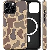 flewfun Magnetic for iPhone 15 Pro Case Brown Camo Phone Case, Shockproof Slim Soft TPU and Hard PC Protective Cases Compatible with MagSafe Protective Designed for Boy Men Women