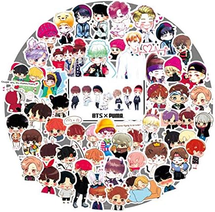 Surenhap 100Pcs Stickers KPOP BTS Army Bangtan Boys Waterproof Adhesive Vinyl for Laptop Skateboards Luggage Cars