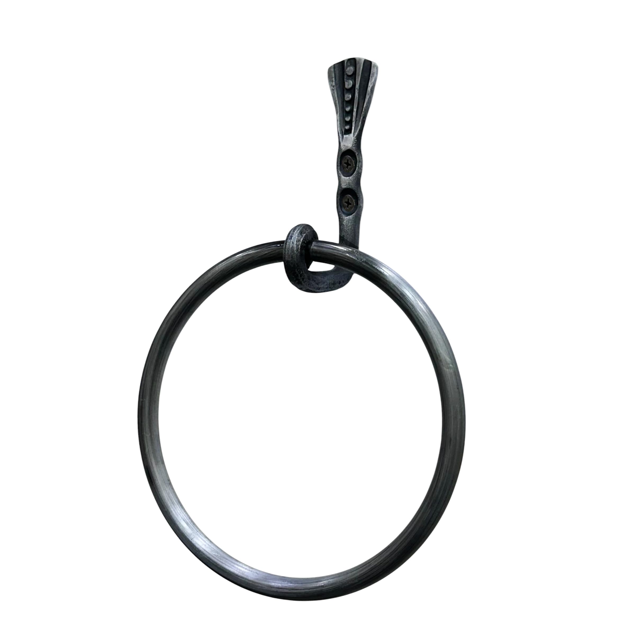 Photo 1 of Hand Forged Towel Ring Holder Wrought Iron Handmade Wall Mounted Hand Towel Holder Blacksmith Wall Mounted Towel Rack Black Antique Finish Heavy Duty Towel Holder by Living Ideas