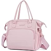 NISHEL Insulated Tote Lunch Bag for Women, Fluffy & Lightweight Wide-open Cooler Case with Leakproof Easy-Clean PEVA Lining, Multiple Pocket for Separate Storage, Ideal for Work, Picnic, Pink