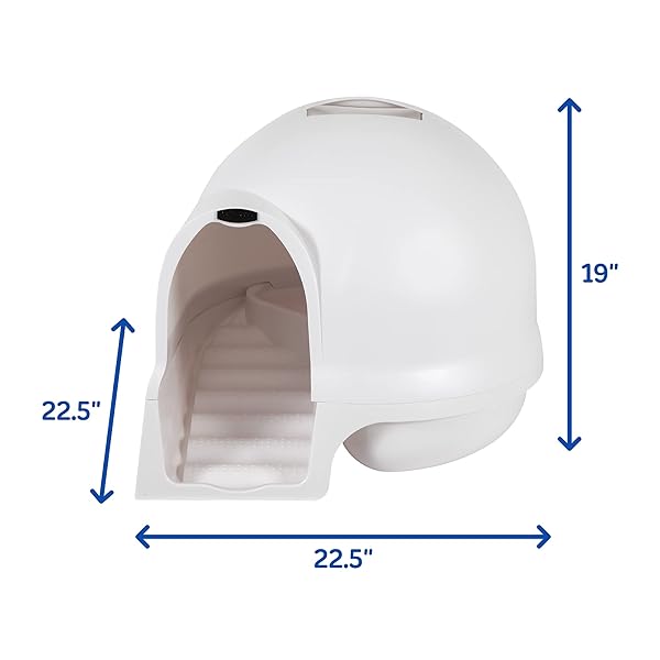 PETMATE BOODA CLEAN STEP CAT LITTER BOX DOME (MADE IN THE USA WITH 95% RECYCLED MATERIALS)- PEARL WHITE, MADE IN USA