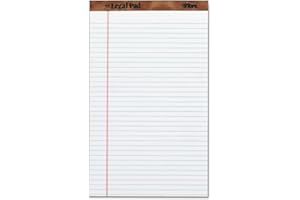 TOPS The Legal Pad Legal Pad, 8-1/2 x 14 Inches, Perforated, White, Legal/Wide Rule, 50 Sheets/Pad, 12 Pads/Pack (7573)