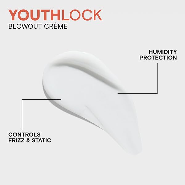 JOICO YOUTHLOCK BLOWOUT CRÈME FORMULATED WITH COLLAGEN|YOUTHFUL BODY & BOUNCE|STRENGTHEN & PROTECT|REDUCE BREAKAGE & FRIZZ|SOFTEN & DETANGLE|BOOST SHINE|SULFATE FREE|WITH ARGININE|6 FL OZ
