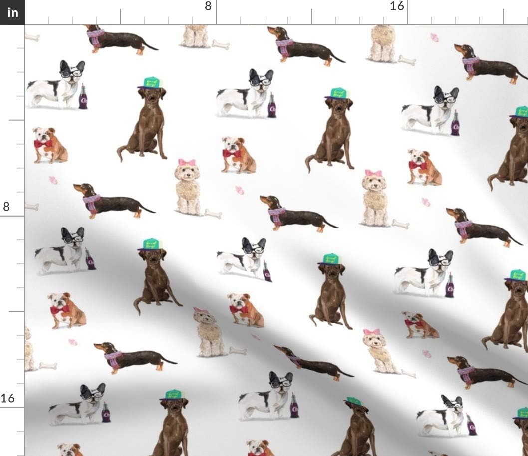 Spoonflower Fabric Dogs Fun Cute Nerdy Trendy Print Pets Animals Whimsical Nursery