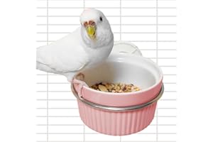 Ceramic Bird Feeder for Cage, Automatic Parrot Feeding Cups - Easy to Clean & Install, Dishwasher Safe Small Animal Food Wate