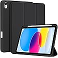 ProCase for iPad (A16) 11th Generation 11 Inch 2025/ iPad 10th Generation 10.9 Inch 2022 Case with Pencil Holder, Hybrid Cover with Soft TPU Back, Supports Touch ID, Auto Wake/Sleep -Black