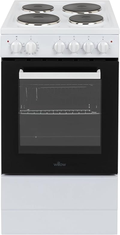 Willow WE50SSW 62L Freestanding Electric Cooker White 50cm Hob