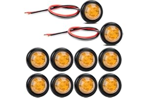 Gebildet 10 Pcs 12V Round Clearance Yellow LED Indicator Light Front Rear Side Bullet Marker Light