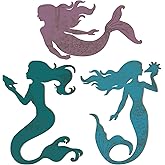 Qunclay Set of 3 Mermaid Wall Bathroom Decor Wooden Silhouettes Mermaid Art Hanging Farmhouse Ocean Themed Wall Decorations for Bedroom Room Accessories Rustic Elegant
