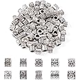 KISSITTY 100pcs/box Tibetan Style Antique Silver Column Spacer Beads Large Hole European Spacer Beads 10 Styles 7-9x8-10mm for Jewelry Making with Hole 5-6mm