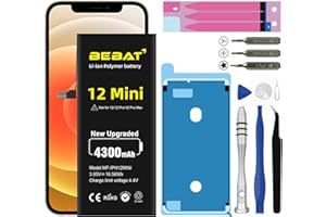 BEBAT Replacement for iPhone 12 Mini Battery, 4300mAh High Capacity Li-ion Polymer Replacement Battery for Model A2399 A2400 