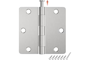 HOSOM Satin Nickel Door Hinges 3.5 Inch Heavy Duty Interior Door Hinge with 1/4" Radius 3-1/2 Brushed Nickel Door Hinges, 3 Pack