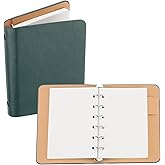 PATIKIL 6 Ring Binder Cover, A7 Leather Notebook Binder Mini Refillable Loose Leaf Personal Planner with 50 Sheets Paper, Green