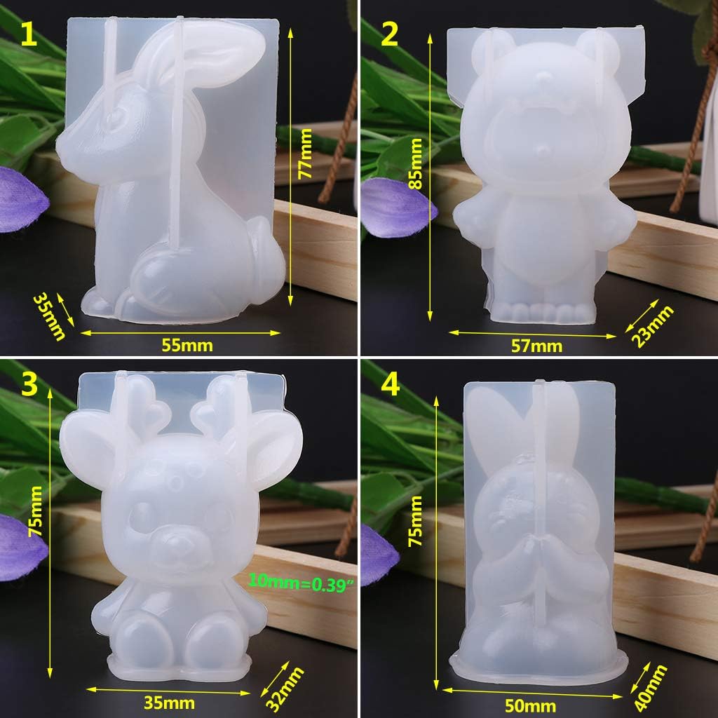 Mya 1pc Moules 3d Cadeaux De Noel Animaux De Cerfs Lapins Moule En Silicone Moulle En Silicone 3d Moulle En Silicone Pour Sucre Gateau Chocolat Decoration Moule De Cuisson Outil Moules A