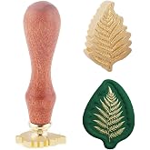 Hobbspring Botanical Vintage Wax Seal Stamps 3D Ferns Sealing Wax Stamp 23.5x23.2mm Removable Brass Stamp Head with Wood Handle for Envelopes Invitations Wedding Embellishment Holiday Decor