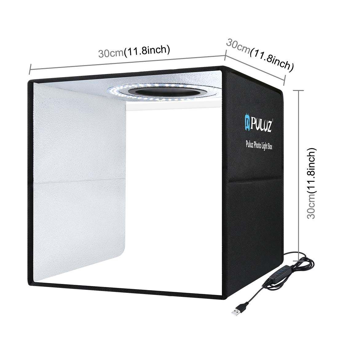 PULUZ 12''×12'' Portable Photography Light Box,Dimmable Photo Studio Light Box with 112 High CRI LED Lights & 6 PVC Backdrops & 3 Reflection Boards for Small Items Product Photography