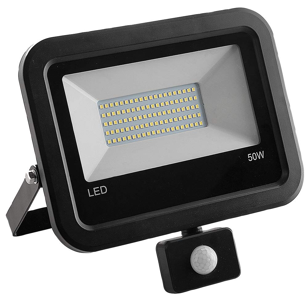 PRO ELEC PEL00938 - 50 W LED Floodlight with PIR, IP44, Black