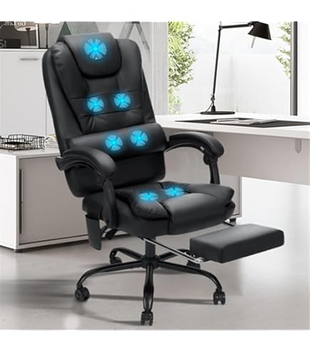 sgs executive office massage chair heated vibrating ergonomic computer chair KERDOM Leather Cushioned Ergonomic Chair in Black with Adjustable Armrests and Backrest, SGS-certified Gas Lift main image 0
