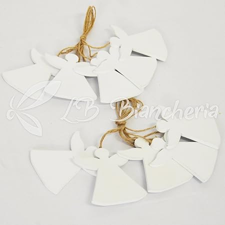 Immagini Angioletti Di Natale.R P Set 40 Pezzi Addobbi Natale In Legno Per Albero Di Natale E Decorazioni Angioletti Bianchi Amazon It Casa E Cucina