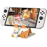 Busjoy Stand for Nintendo Switch, Switch OLED, Steam Deck, Switch Lite, Cute Game Theme for Pikmin, Angle Adjustable Holder, Portable Foldable Non-Slip Playstand-White