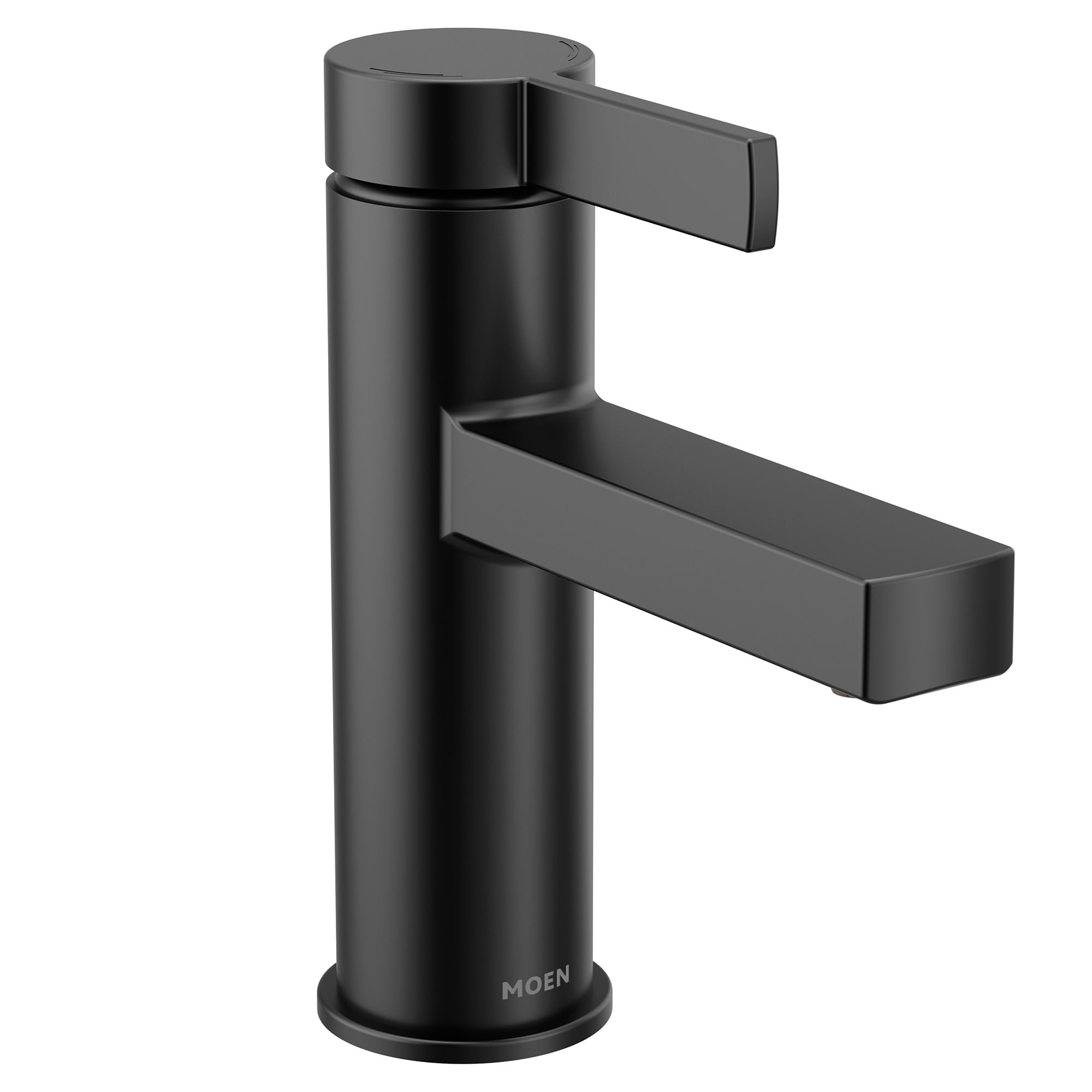 Moen Beric Matte Black Modern One-Handle Single Hole Bathroom Faucet with Drain Assembly and Optional Deckplate for Your Bath Sink, 84774BL Image