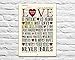 Love Is Patient Love Is Kind, 1 Corinthians 13:4-8, Christian Unframed Art Print, Vintage Bible Verse Scripture Wall and Home Decor Poster, Wedding Gift, 5x7 inches