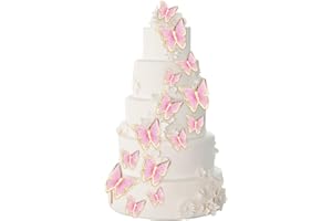 HSDSH 66 Pcs Butterfly Cupcake Toppers Birthday Party Decor,Pink Gold Cake Topper Picks Decor for Girls Women Wedding Birthday Party Baby Shower Party Wall Decoration