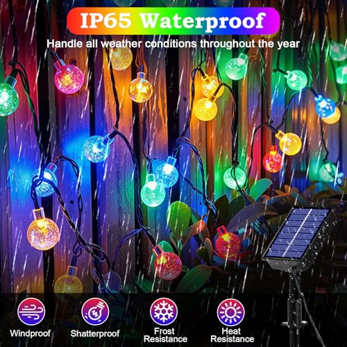 Realky 18M 100 LED Outdoor Solar String Lights with 8 Modes and Memory Function, IP65 Waterproof, Decorative Lights for Terrace, Balcony, Gazebo, Party (Multicolor)